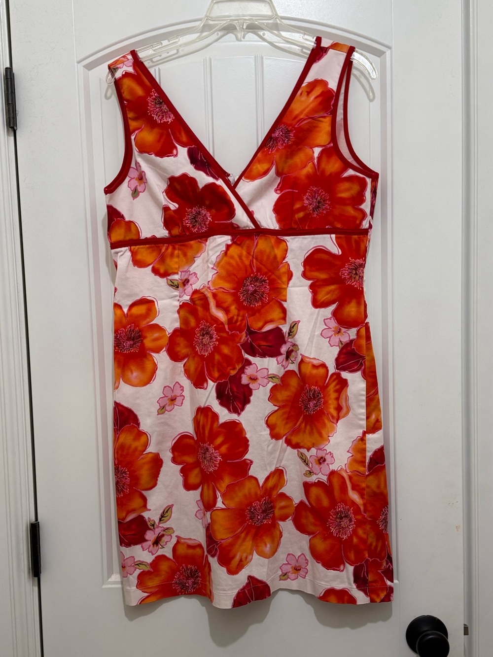 Vintage Y2K Giorgio Fiorlini White Orange Red Floral Mini Dress - Womens 16
